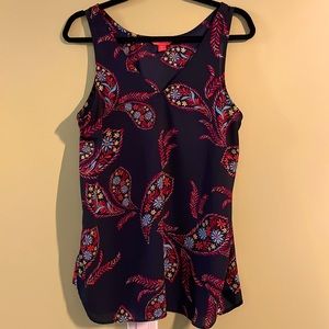 Paisley print, navy blue sheer tank